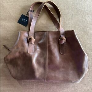 Able Tan Leather Tote Bag